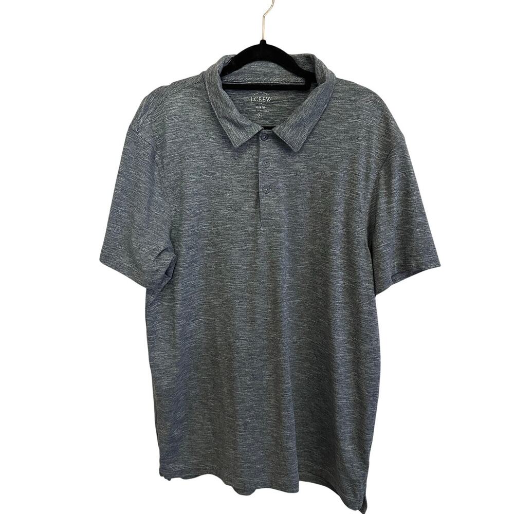 J. Crew Factory Slim Fit Men's Heather Gray Short Sleeve Polo Large